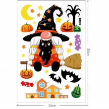 Наклейка на Хэллоуин Гном Ведьмочка