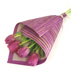 Букет пионовидных фиолетовых тюльпанов 5 шт
