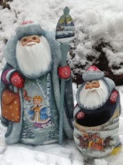 Дед Мороз из дерева, ручная работа, миниатюра