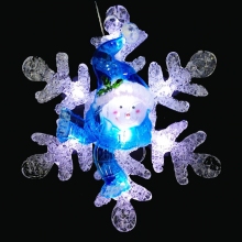 Светодиодная снежиночка со снеговиком синяя